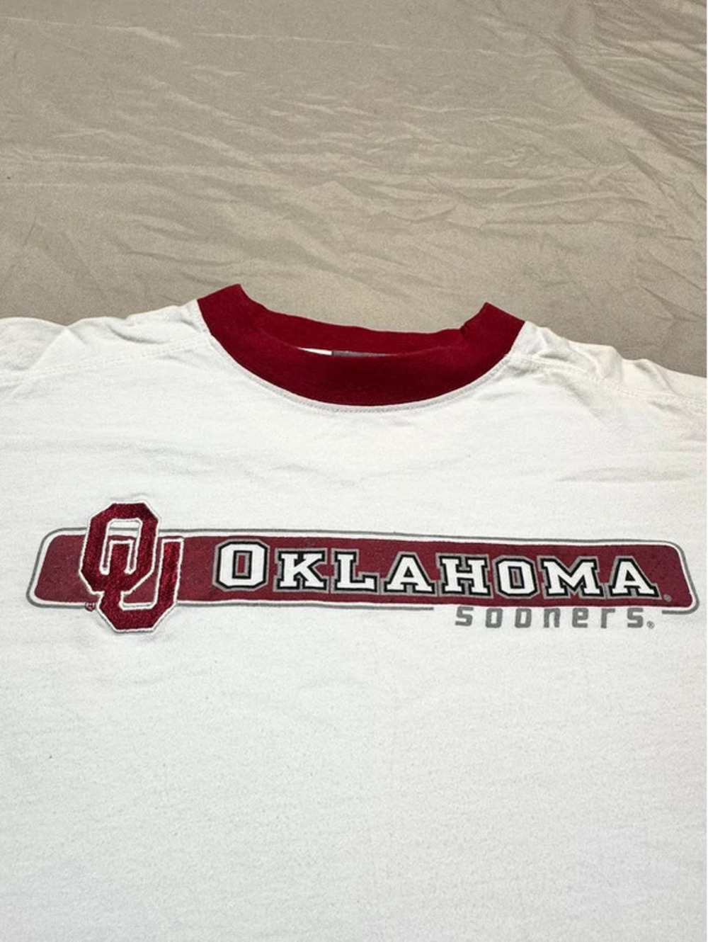 Vintage Oklahoma Sooners OU Ringer T-Shirt (B60) - Picture 4 of 11